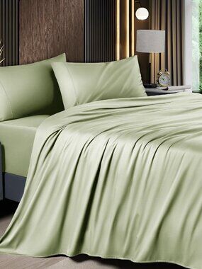 4 Piece Queen Sheet Sets, Cooling Sheets, Blend Rayon Derived from Bamboo, Deep